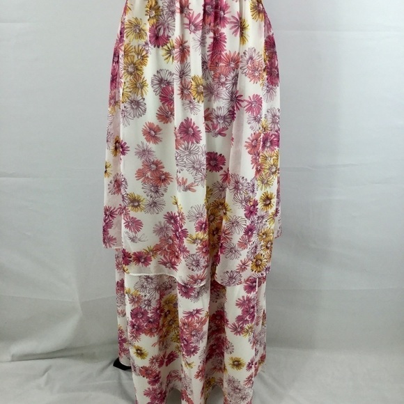 Wayf Tiered Maxi Dress Magenta Daisies Size L NWT - Picture 6 of 12